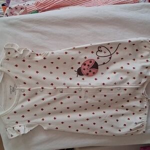 Carter's Cream Romper with Pink Ladybug Motif